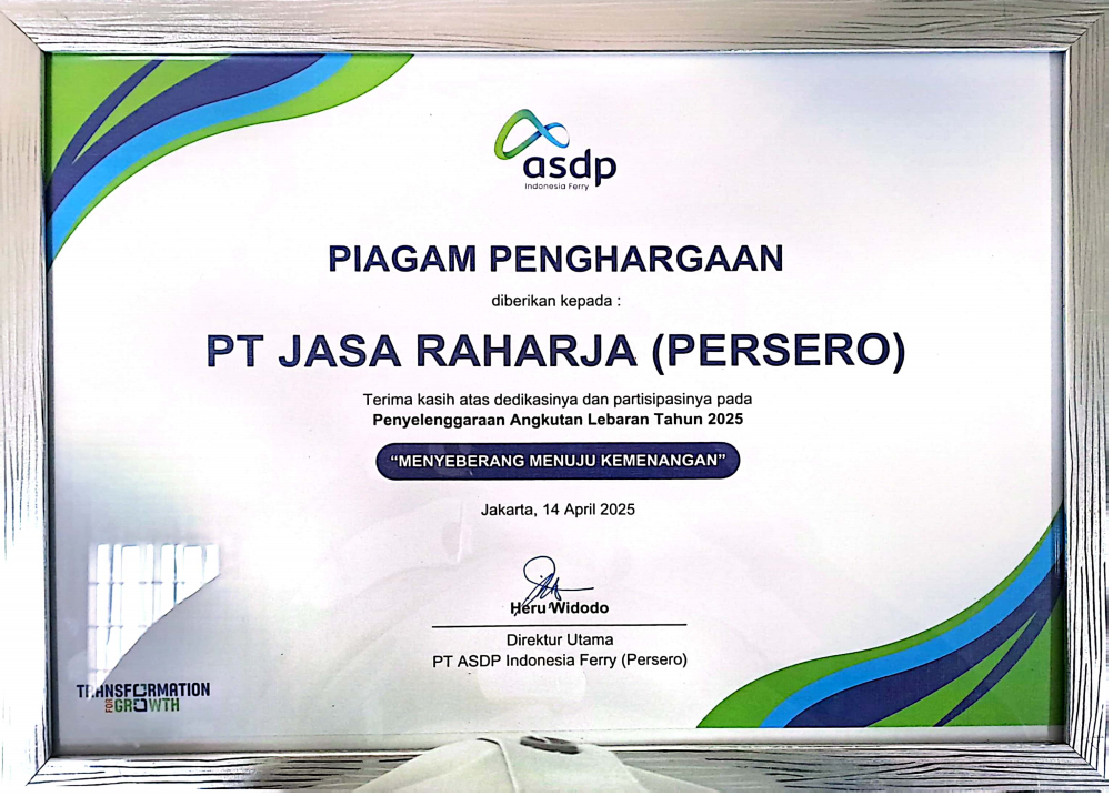 Penghargaan Atas Dedikasi dan partisipasinya pada penyelenggaran Angkutan  Lebaran 2025